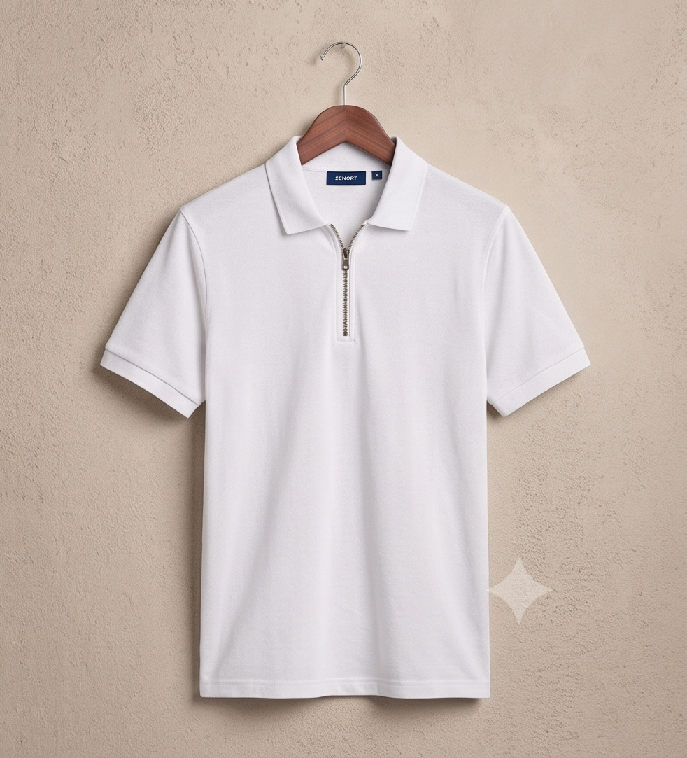 zenort white zipper polo tshirt8