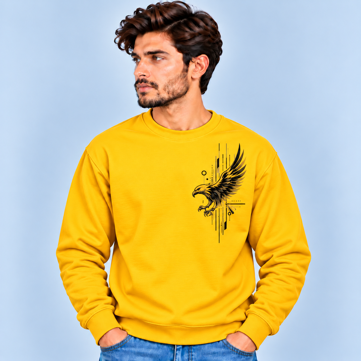 Mustard Sweatshirt Eagle Portrait