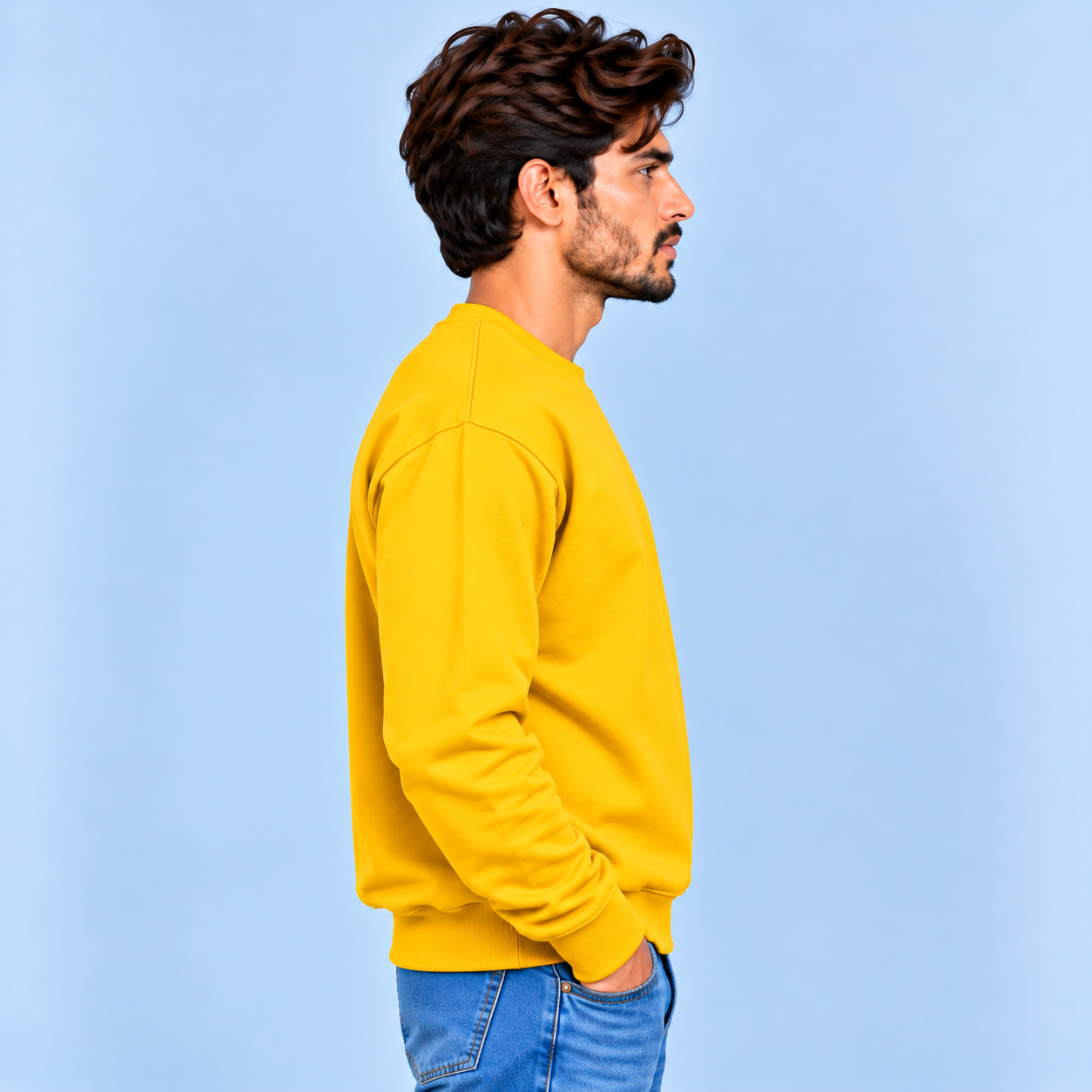 Side Profile in Yellow Sweatshirt
