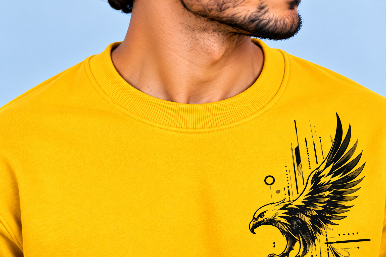 Yellow Eagle Graphic Sweatshirt Close-Up